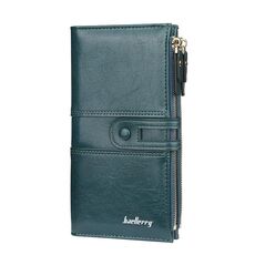 BAELLERRY Ladies Long Grande Capacità Fibbia Zip Clutch Portafoglio multi-card (verde scuro)