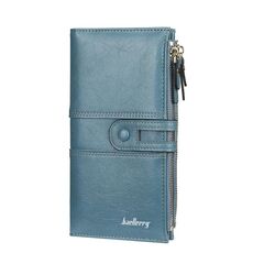 BAELLERRY Ladies Long Grande Capacity Fibbia Zip Clutch Portafoglio multi-cart (Sky Blue)