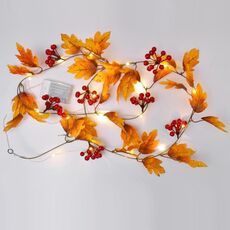 2m 10 luci a LED LIGHT LIGHT String, stile: foglia rombo + frutta rossa