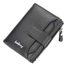 BAELLERRY D3218 Breve Breve Slot multi-card Slot con cerniera Portafoglio grande Capacità Porta carte (Nero)