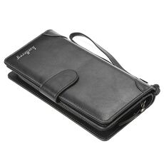 BAELLERRY S6701 Uomo Business Business Business Multi-Card Mid-Lunghezza frizione Fibbia Zipper Coin Borsellino (nero)