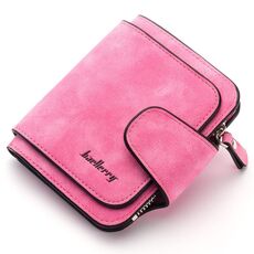 BAELLERRY Ladies Fibbia Nubuck in pelle portamonete in pelle carino piccolo portafoglio studente fresco (rosa rossa)
