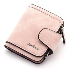BAELLERRY Ladies Fibbia Nubuck in pelle portamonete in pelle carino piccolo portafoglio studente fresco (rosa chiaro)