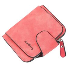BAELLERRY Ladies Fibbia Nubuck Portamoneta in pelle carina carino piccolo portafoglio studente fresco (rosso brillante)