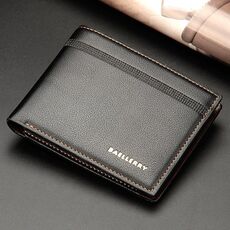 Baellerry Men Short Wallet Multi-card Lychee Pattern Business Wallet(Black)