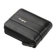 BAELLERRY UOMINI BREVE Portafoglio Birghetto Multi-card Borsa a gettoni TRI-Pieghevole con zip Portafoglio (nero)