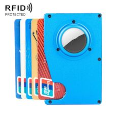 Supporto per carte da portafoglio RFID del titolare della scheda Tracker per Airtag (Blu)