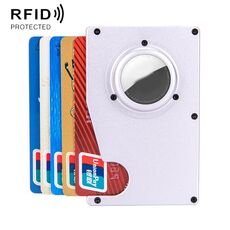 Titolare della carta Tracker Anti perdita del portafoglio del portafoglio RFID per Airtag (Argento)
