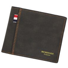 Minbense Glassato PU Breve grande capacità di grande capacità Retro Tre Piega Borsa da uomo Portafoglio da uomo (nero)