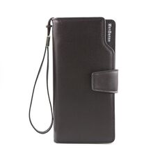 Minbense Fashion Business Semplice Borsa PU Portafoglio maschio grande capacità (marrone scuro)