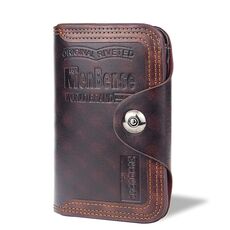 Minbense Breve Moda Tempo libero Magnetico Fibbia Magnetica Grande Capacità 3 Piegabile Portafoglio maschio (Brown Dark)