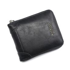 Manubense Casual Fashion Ampia Capacità Multi-card retro portafoglio con cerniera (nero)