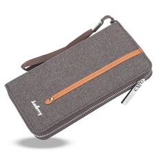 Portafoglio di tela di tela di baellerry Long Zipper Wallet Frizione multi-cartola casual vintage per uomini (caffè)