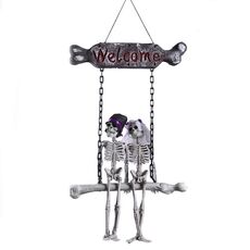 G01 Halloween Skull Skeleton Bride and Groom Welcome House Ciondolo