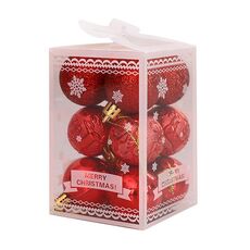 12pcs 4cm Christmas Ball Special Forma + Glitter + set luminoso (rosso)