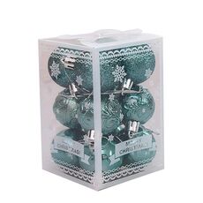 12pcs 4cm Christmas Ball Special Shape + Glitter + Bright Set (Olive Green)