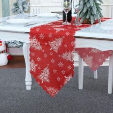 2 pezzi di stampa natalizia tavolo da stampa bandiera ristorante tovaglie per feste di famiglia (albero di Natale)