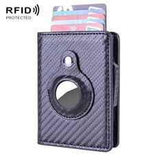 Porta della carta in pelle spazzolata antifurto X-80 RFID per airtag (black in fibra di carbonio)