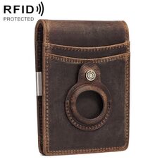 HUMERPAUL BP993 Borsa porta carte tascabile antifurto RFID adatta per AirTag (marrone scuro)