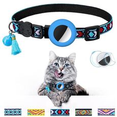Collare con nappa a campana colorata per animali domestici per tracker Airtag (blu)