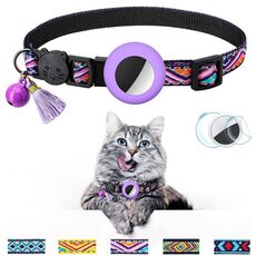 Collare con nappa a campana colorata per animali domestici per tracker Airtag (viola)