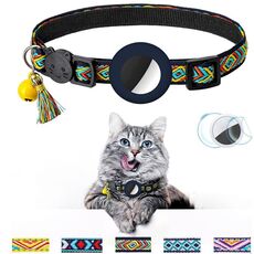Collare con nappa a campana colorata per animali domestici per tracker Airtag (blu intenso)