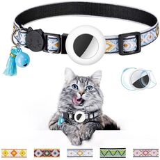 Collare con nappa a campana colorata per animali domestici per tracker Airtag (bianco)
