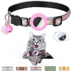Collare con nappa a campana colorata per animali domestici per tracker Airtag (rosa)