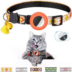 Collare con nappa a campana colorata per animali domestici per tracker Airtag (arancione)