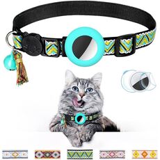 Collare con nappa a campana colorata per animali domestici per tracker Airtag (giallo verde)