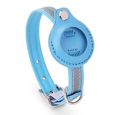 Per collare in PU per animali domestici con copertura protettiva Airtag Tracker, specifica: M (blu)
