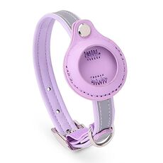 Per collare in PU per animali domestici con copertura protettiva Airtag Tracker, specifica: M (viola)