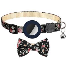 Collare per animali con fiocco stampato anti-smarrimento con campanello per AirTag (blu intenso)