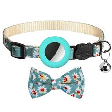 Collare per animali con fiocco stampato anti-smarrimento con campanello per AirTag (verde menta)