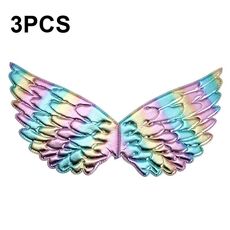 3 PCS Bambini Prom Dress Up Ali Elfo Ali Colorate Puntelli Costume Party (Arcobaleno Chiaro)