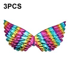3 PCS Bambini Prom Dress Up Ali Elfo Ali Colorate Puntelli Costume Party (Arcobaleno Profondo)
