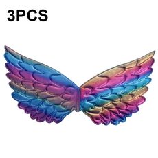 3 PCS Bambini Prom Dress Up Ali Elfo Ali Colorate Puntelli Costume Party (Fantasy Arcobaleno)