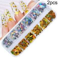 2 paillettes sinfoniche laser a farfalla per nail art, specifica: 19