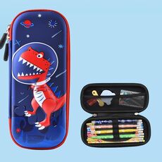 Uime EVA 3D astuccio multi-scomparto scatola di cancelleria materiale scolastico per bambini (dinosauro rosso)