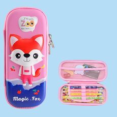 Uime EVA 3D Astuccio per matite multi-scomparto Scatola di cancelleria Forniture scolastiche per bambini (Little Fox)