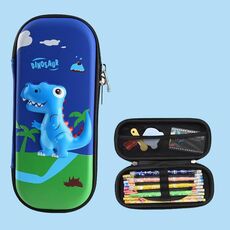 Uime EVA 3D Astuccio per matite multi-scomparto Scatola di cancelleria Materiale scolastico per bambini (Dinosauro blu)