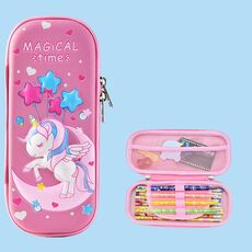 Uime EVA 3D Astuccio per matite multi-scomparto Scatola di cancelleria Materiale scolastico per bambini (Moon Pony)
