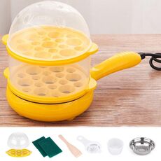 Fornello elettrico per frittata di uova da 350 W Fornello a vapore per padella, spina europea, Stile: Set a doppio strato giallo