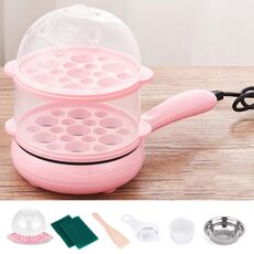 Fornello elettrico per frittata di uova da 350 W Fornello a vapore per padella, spina europea, Stile: Set a doppio strato rosa