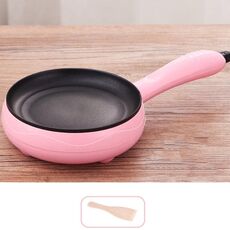 Fornello elettrico per frittata di uova da 350 W Fornello a vapore per padella, spina europea, Stile: padella + pala in legno rosa
