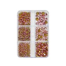 2 set di gioielli per unghie con diamanti con fondo a punta a griglia per nail art, specifica: 06 rosa chiaro
