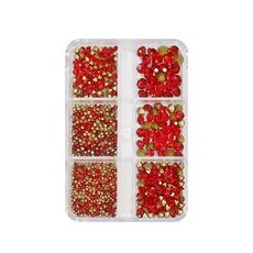2 set di gioielli per unghie con diamanti a punta a griglia per nail art 6, specifica: 09 rosso