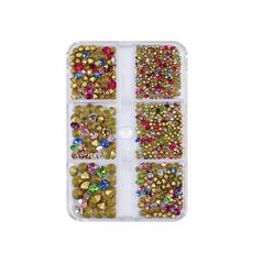 2 set di gioielli per unghie con diamanti con fondo a punta a griglia per nail art 6, specifica: 10 colorati