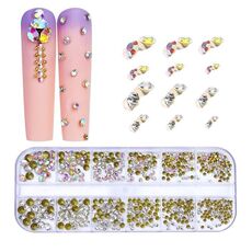 Decorazione per unghie con strass per unghie a forma di fondo piatto a 12 griglia, specifica: 01