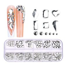 Decorazione per unghie con strass per unghie a forma di fondo piatto a 12 griglia, specifica: 03